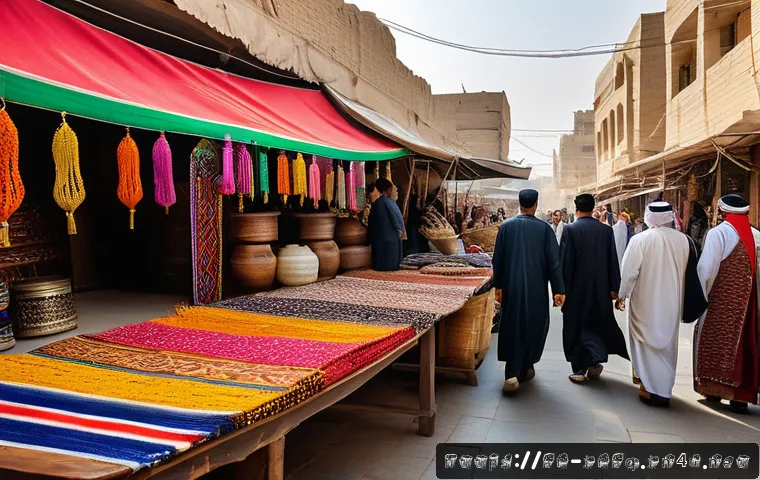 이라크의 다문화 사회 - A vibrant street market scene in Baghdad showcasing diverse Iraqi cultural groups: Arab, Kurdish, Tu...